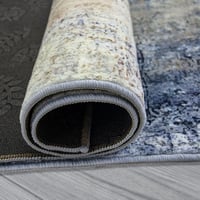 Jiyuhang Nappali Szőnyeg 200x300 cm Kék-Szürke Modern Mintás Csúszásmentes Rövid Bolyhos Szőnyeg Hálószoba Iroda Konyha 7