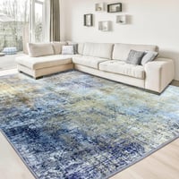 Jiyuhang Nappali Szőnyeg 200x300 cm Kék-Szürke Modern Mintás Csúszásmentes Rövid Bolyhos Szőnyeg Hálószoba Iroda Konyha 2