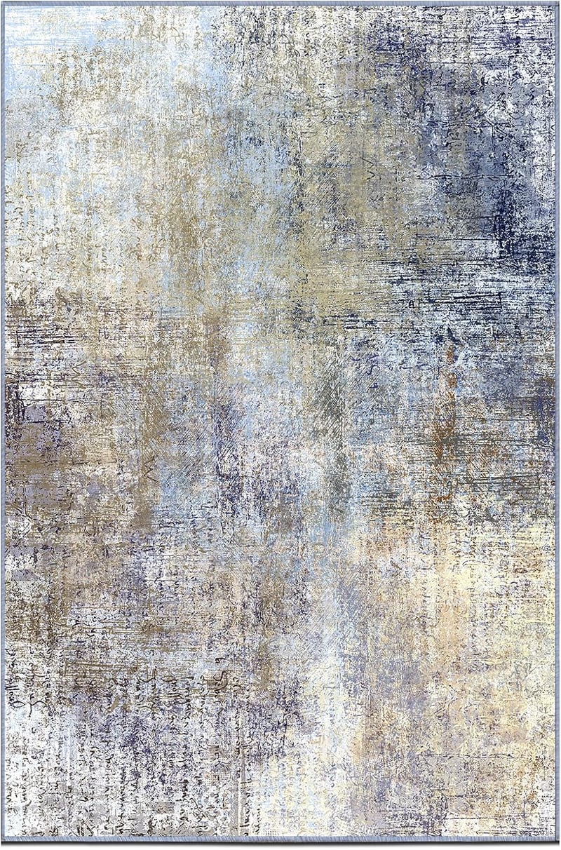 Jiyuhang Nappali Szőnyeg 200x300 cm Kék-Szürke Modern Mintás Csúszásmentes Rövid Bolyhos Szőnyeg Hálószoba Iroda Konyha