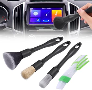 Set de perii JIZZU pentru detailing auto, pentru curățarea roților și a interiorului - 4 buc.