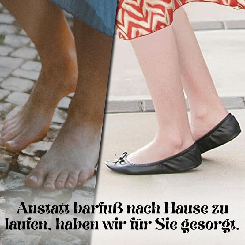 JJ PRIME Összehajtható Balerina Cipő Táskával - Kényelmes Tartalék Cipő Buliba, Utazáshoz, Unisex Lapos Talpú Balettcipő