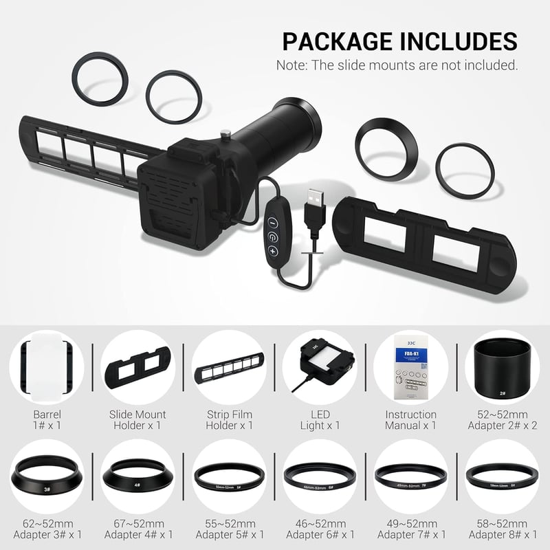 JJC ES-2 Filmszkennelő Adapter 35mm Negatívhoz USB LED Megvilágítással