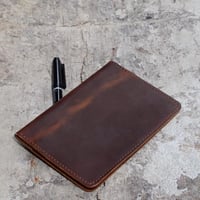 JJNUSA bőr naplóborító zsebméretű füzethez (8,9 x 14 cm) - barna 6