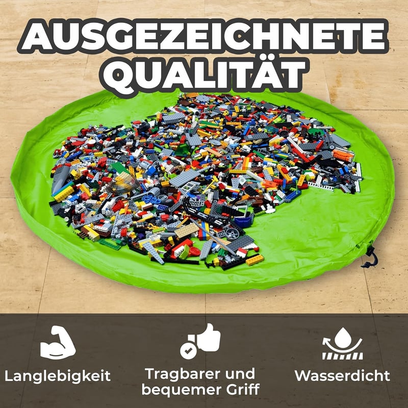 JJPRIME 150cm XL zöld játéktáska, összecsukható tárolózsák gyerekszobához, gyors rendrakás