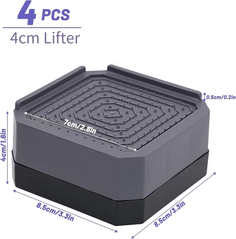 JJQHYC 4 db bútor emelő, 4 cm-es magasítók mosógéphez, asztalhoz, kanapéhoz és székhez