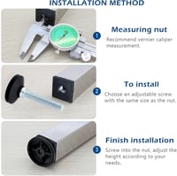 JJQHYC M10 x 50 mm Állítható Bútorláb Csavar - Fekete Szintező Láb Bútorokhoz, Asztalokhoz, Szekrényekhez 4