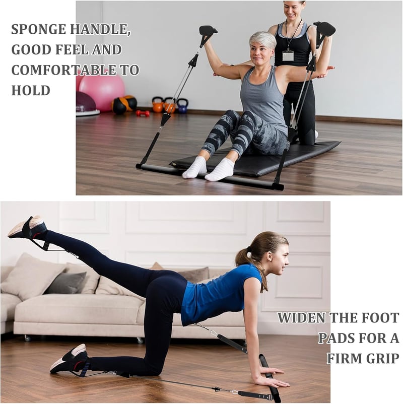 jjshund Pilates Rúd Szett 6 Ellenállási Gumiszalaggal - Állítható Erősítő Szalag Nőknek és Férfiaknak Otthoni Edzéshez, Jóga, Nyújtás