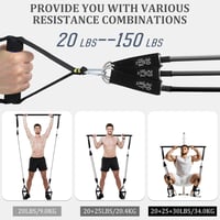 jjshund Pilates Rúd Szett 6 Ellenállási Gumiszalaggal - Állítható Erősítő Szalag Nőknek és Férfiaknak Otthoni Edzéshez, Jóga, Nyújtás 2
