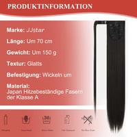 JJstar 70 cm egyenes póthaj, szintetikus hajhosszabbítás, fonáshoz, sötét barna 3