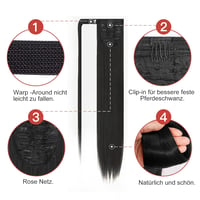 JJstar 70 cm egyenes póthaj, szintetikus hajhosszabbítás, fonáshoz, sötét barna 4