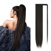 JJstar 70 cm egyenes póthaj, szintetikus hajhosszabbítás, fonáshoz, sötét barna 1