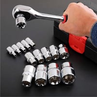 JJX 14 részes E-Torx csillagkulcs készlet tokban, 1/4", 3/8", 1/2" hajtásokkal, E4-E24 méretben, króm-vanádium acélból, autószereléshez és b 7
