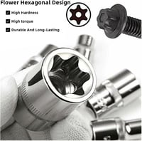JJX 14 részes E-Torx csillagkulcs készlet tokban, 1/4", 3/8", 1/2" hajtásokkal, E4-E24 méretben, króm-vanádium acélból, autószereléshez és b 4