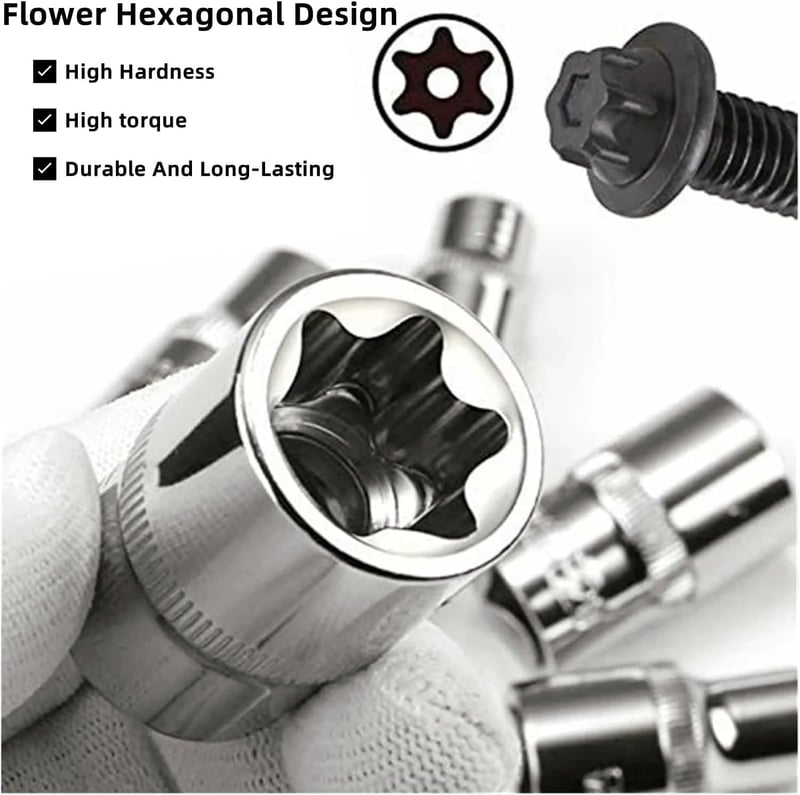 JJX 14 részes E-Torx csillagkulcs készlet tokban, 1/4", 3/8", 1/2" hajtásokkal, E4-E24 méretben, króm-vanádium acélból, autószereléshez és b