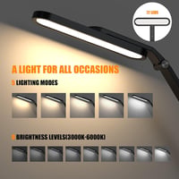 Lampă de birou JKSWT cu protecție oculară, lumină reglabilă, 5 moduri de culoare, 72 LED-uri, încărcare USB, control tactil și funcție de memorie, pentru birou, negru 2