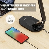 Lampă de birou JKSWT cu protecție oculară, lumină reglabilă, 5 moduri de culoare, 72 LED-uri, încărcare USB, control tactil și funcție de memorie, pentru birou, negru 6