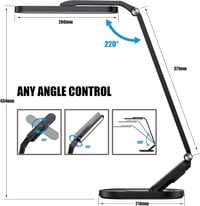 Lampă de birou JKSWT cu protecție oculară, lumină reglabilă, 5 moduri de culoare, 72 LED-uri, încărcare USB, control tactil și funcție de memorie, pentru birou, negru 7