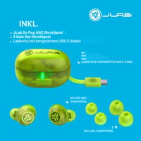 Bluetooth slúchadlá do uší JLab Go Pop ANC – Priehľadná neónovo zelená, bezdrôtové slúchadlá s aktívnym potlačením hluku 6