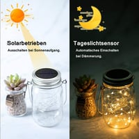 JLJ Napelemes Mason Jar Lámpás Szett 4db - 30 LED Meleg Fehér Tündérfény, Vízálló Kerti Függő Lámpa, Asztali Dekoráció Teraszra, Esküvőre 2