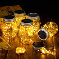 JLJ Napelemes Mason Jar Lámpás Szett 4db - 30 LED Meleg Fehér Tündérfény, Vízálló Kerti Függő Lámpa, Asztali Dekoráció Teraszra, Esküvőre 1