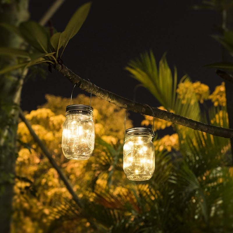 JLJ Napelemes Mason Jar Lámpás Szett 4db - 30 LED Meleg Fehér Tündérfény, Vízálló Kerti Függő Lámpa, Asztali Dekoráció Teraszra, Esküvőre
