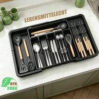 Organizator de tacâmuri extensibil JLLYGOUS pentru sertar, organizator pentru sertarul de bucătărie, negru 4