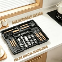 Organizator de tacâmuri extensibil JLLYGOUS pentru sertar, organizator pentru sertarul de bucătărie, negru 2