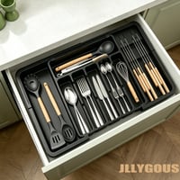 Organizator de tacâmuri extensibil JLLYGOUS pentru sertar, organizator pentru sertarul de bucătărie, negru 6