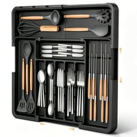 Organizator de tacâmuri extensibil JLLYGOUS pentru sertar, organizator pentru sertarul de bucătărie, negru 1
