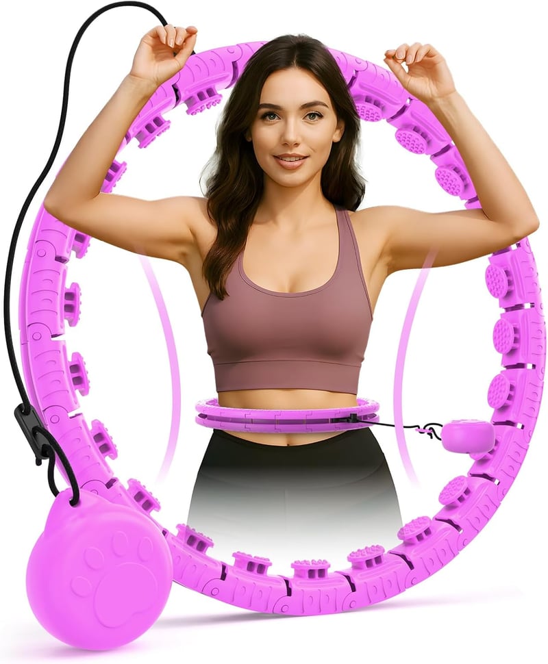 JLoibao Okos Hula Karika Felnőtteknek, 24 Szintű Fitness Karika 77-132 cm, Súlyozott Labdával