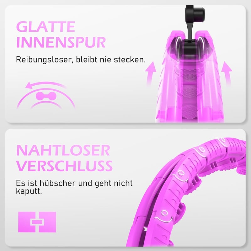 JLoibao Okos Hula Karika Felnőtteknek, 24 Szintű Fitness Karika 77-132 cm, Súlyozott Labdával