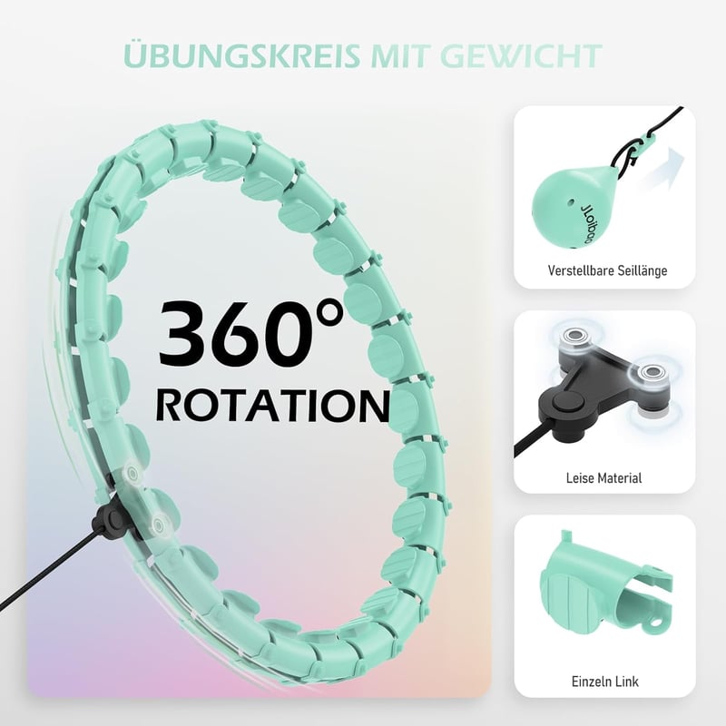 JLoibao Okos Hula Karika Felnőtteknek, 24 Szintű Fitness Karika 77-132 cm, Súlyozott Labdával