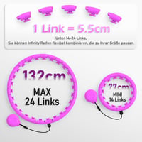 JLoibao Okos Hula Karika Felnőtteknek, 24 Szintű Fitness Karika 77-132 cm, Súlyozott Labdával 2