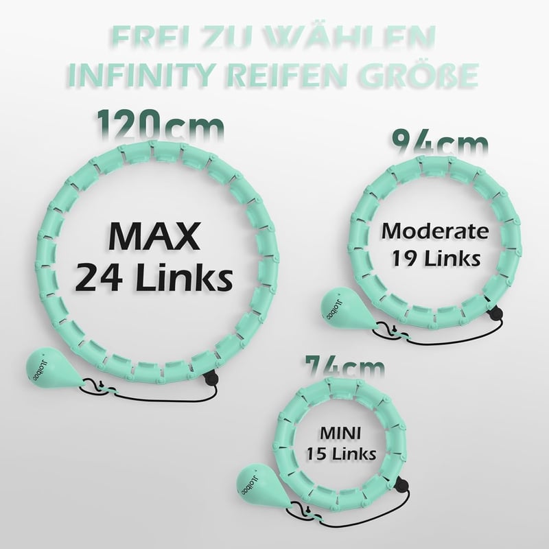 JLoibao Okos Hula Karika Felnőtteknek, 24 Szintű Fitness Karika 77-132 cm, Súlyozott Labdával