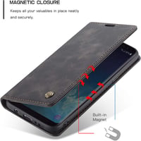 JMstore Samsung Galaxy S8 Plus Bőr Flip Tok Kártyatartóval - Fekete Mágneses Telefontok Állvány Funkcióval 2