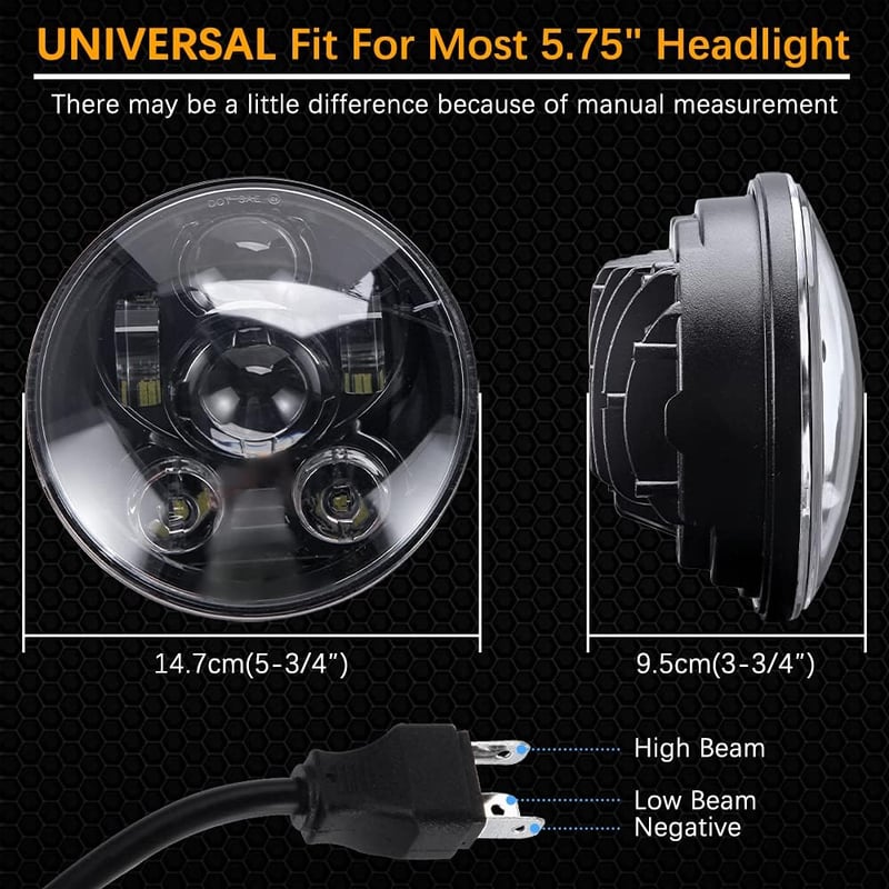 JMTBNO 5.75" LED Motoros Fényszóró E-Jóváhagyott Cafe Racer Scrambler Harley Sportster