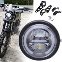 JMTBNO 6.5" LED Motorkerékpár Fényszóró 12V Univerzális Fehér Halo Fénnyel - White 6