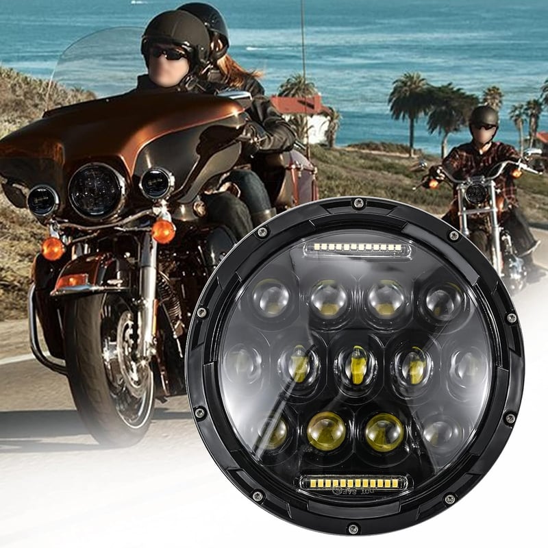 JMTBNO 7 Inch 75W LED Motoros Fényszóró Hi/Lo Dippantással Harley Jeep Kompatibilis
