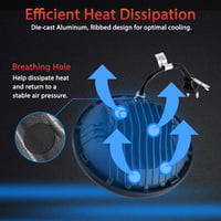 JMTBNO 7 Inch 75W LED Motoros Fényszóró Hi/Lo Dippantással Harley Jeep Kompatibilis 4