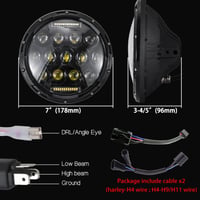 JMTBNO 7 Inch 75W LED Motoros Fényszóró Hi/Lo Dippantással Harley Jeep Kompatibilis 6