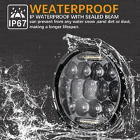 JMTBNO 7 Inch 75W LED Motoros Fényszóró Hi/Lo Dippantással Harley Jeep Kompatibilis 5
