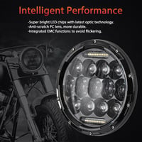 JMTBNO 7 Inch 75W LED Motoros Fényszóró Hi/Lo Dippantással Harley Jeep Kompatibilis 2