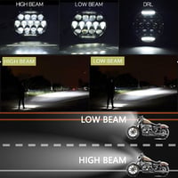 JMTBNO 7 Inch 75W LED Motoros Fényszóró Hi/Lo Dippantással Harley Jeep Kompatibilis 3