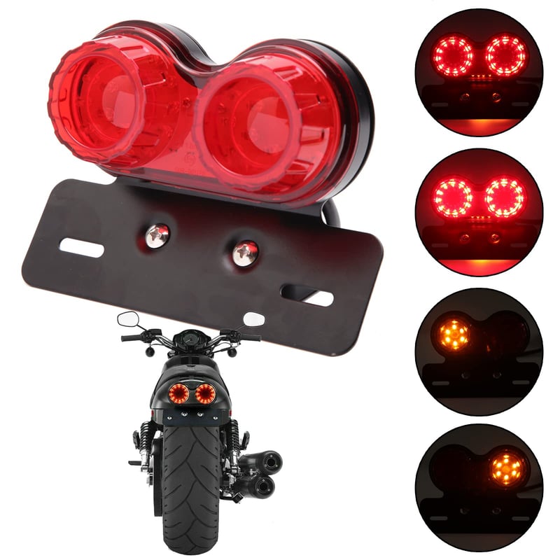Stop spate LED JMTBNO cu semnalizare și suport număr de înmatriculare pentru motocicletă, 12V, omologat E