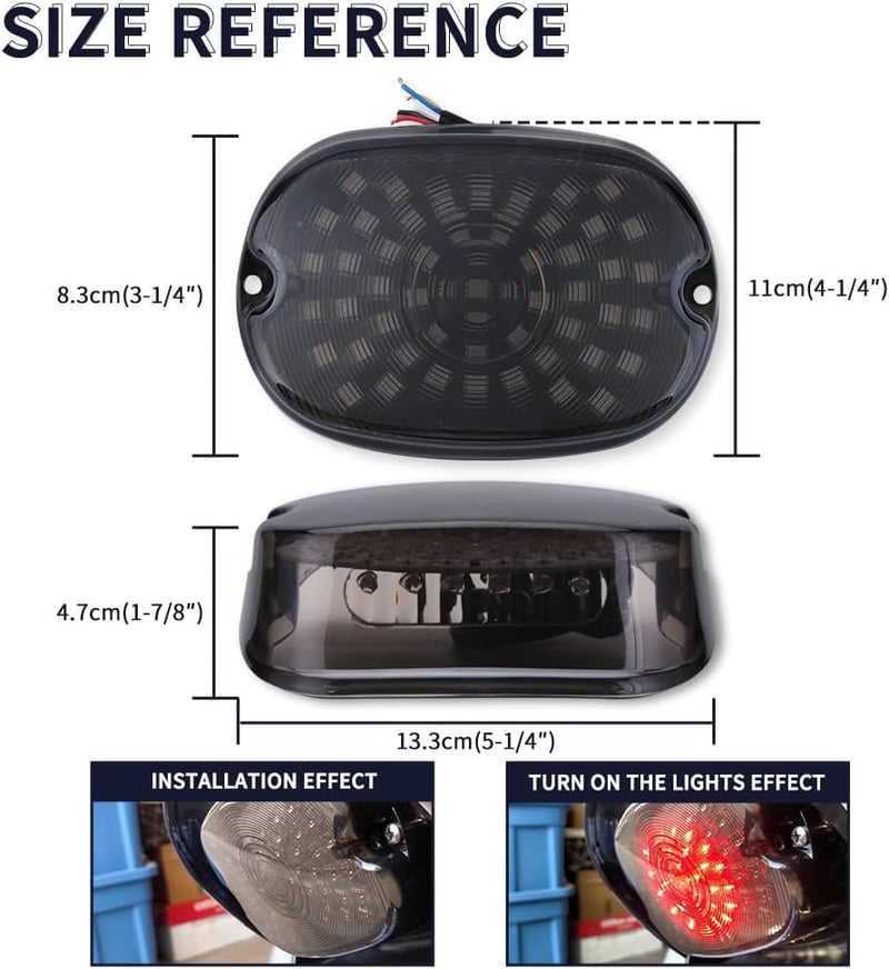 JMTBNO Motorkerékpár LED Hátsó Lámpa Irányjelzővel Féklámpa Füstszínű Lencse Harley Sportster Dyna Road King