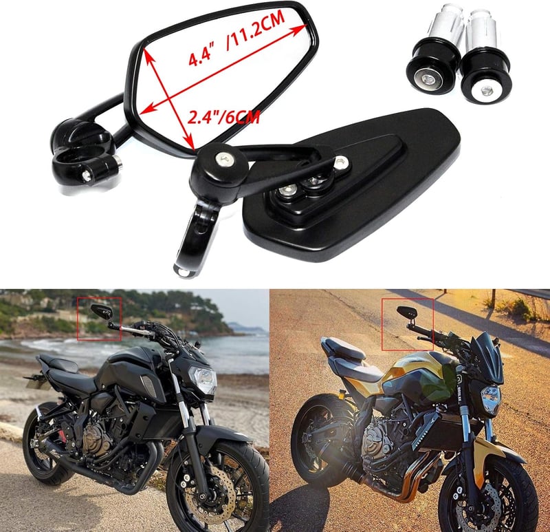 JMTBNO Motorkerékpár Visszapillantó Tükör 22mm Fekete Univerzális