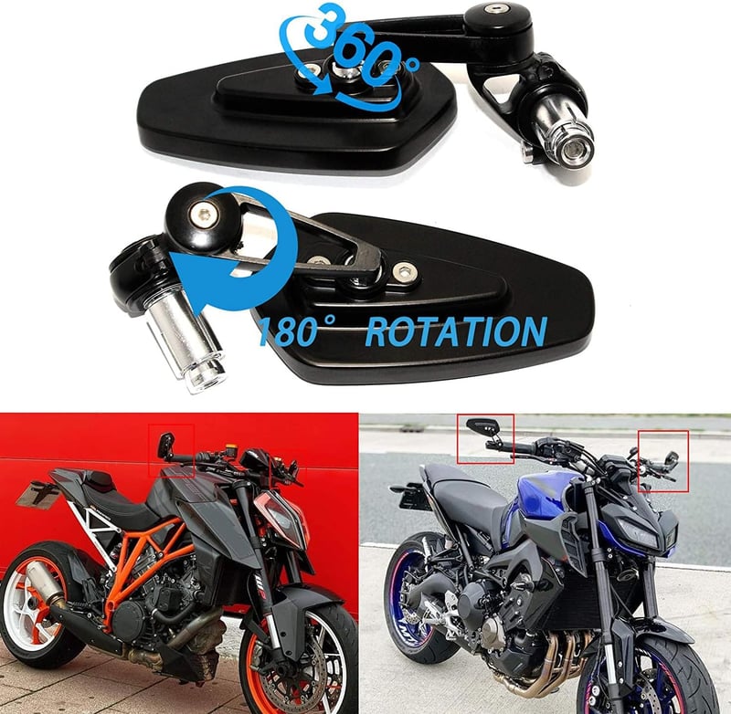 JMTBNO Motorkerékpár Visszapillantó Tükör 22mm Fekete Univerzális