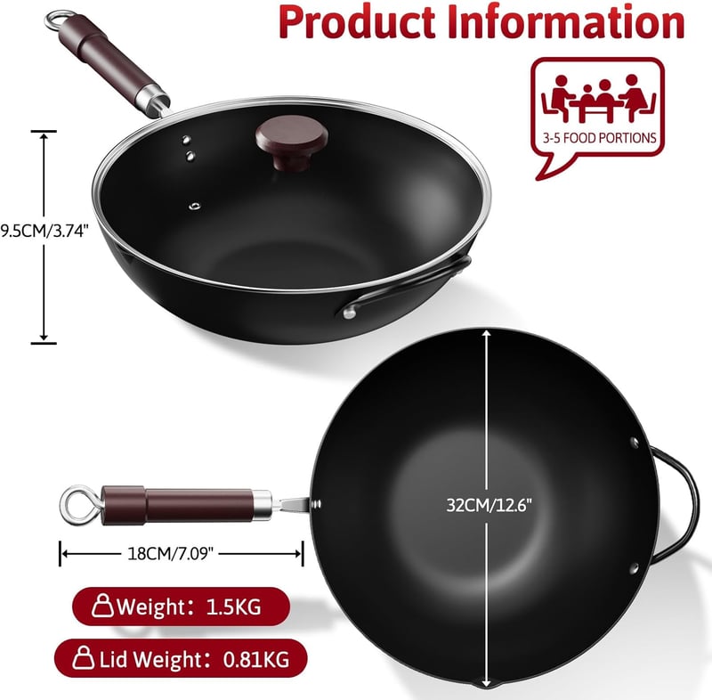 Jobin Wok Serpenyő Fedővel 32cm Indukciós Gázhoz Elektromos