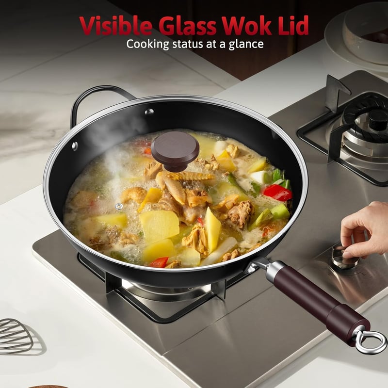 Jobin Wok Serpenyő Fedővel 32cm Indukciós Gázhoz Elektromos