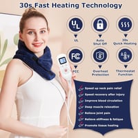 JOBYNA Elektromos Nyakfűtő Pad, 5 Másodperces Gyors Fűtés, 30-70°C Hőmérséklet és 10-90 Perc Időzítés, Mosható Flanel Anyag 2
